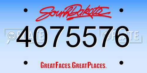 4075576 South Dakota License Plate