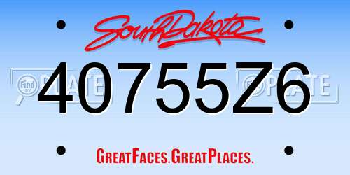 40755Z6 South Dakota License Plate
