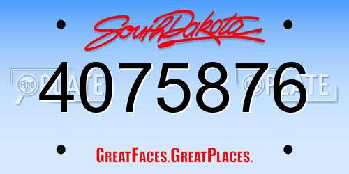 4075876 South Dakota License Plate