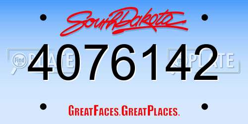 4076142 South Dakota License Plate