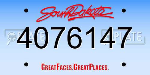4076147 South Dakota License Plate