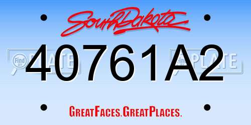 40761A2 South Dakota License Plate