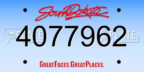 4077962 South Dakota License Plate