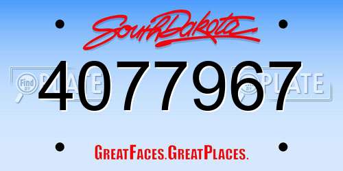 4077967 South Dakota License Plate