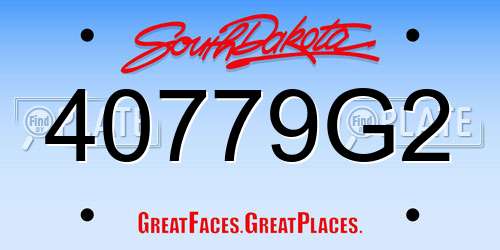 40779G2 South Dakota License Plate