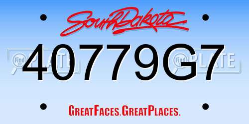 40779G7 South Dakota License Plate