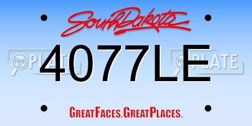 4077LE South Dakota License Plate