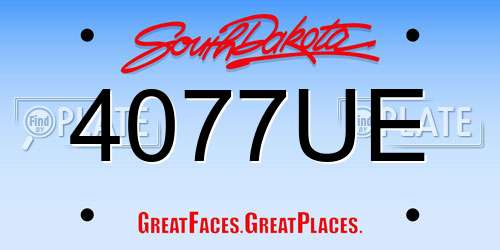 4077UE South Dakota License Plate