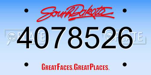 4078526 South Dakota License Plate