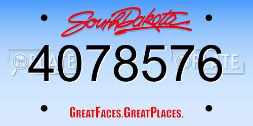 4078576 South Dakota License Plate
