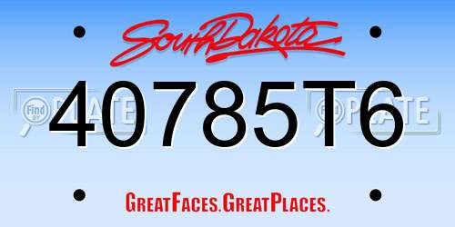 40785T6 South Dakota License Plate