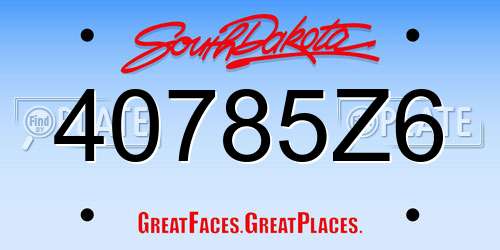 40785Z6 South Dakota License Plate