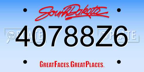 40788Z6 South Dakota License Plate
