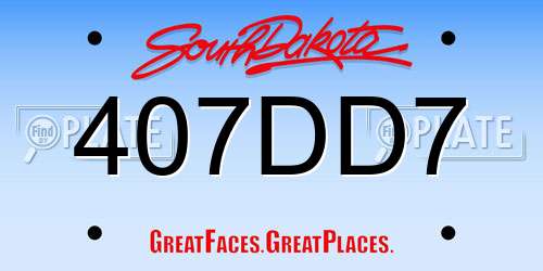 407DD7 South Dakota License Plate