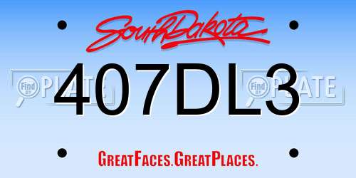 407DL3 South Dakota License Plate