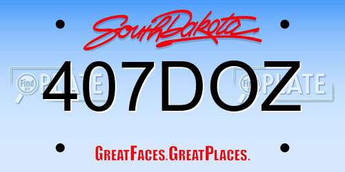 407DOZ South Dakota License Plate