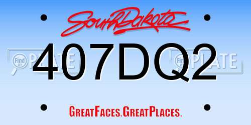 407DQ2 South Dakota License Plate