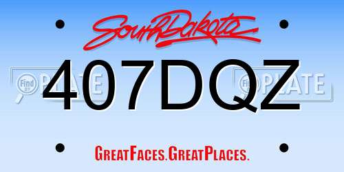 407DQZ South Dakota License Plate
