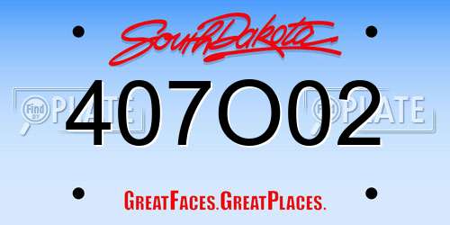 407O02 South Dakota License Plate