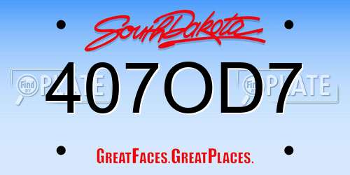 407OD7 South Dakota License Plate
