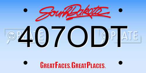 407ODT South Dakota License Plate