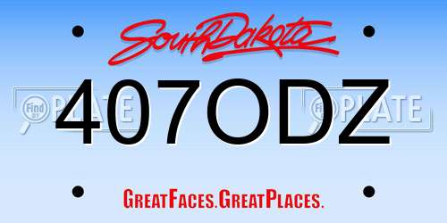 407ODZ South Dakota License Plate
