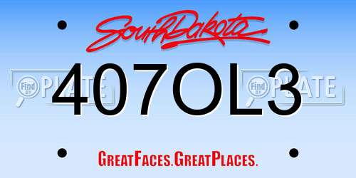 407OL3 South Dakota License Plate
