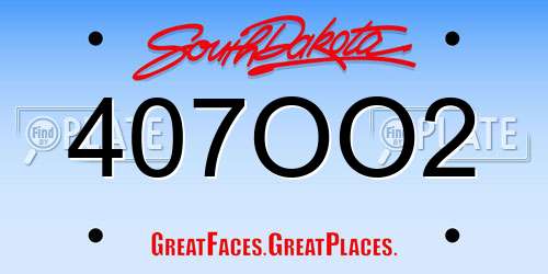 407OO2 South Dakota License Plate