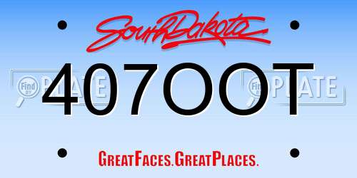 407OOT South Dakota License Plate