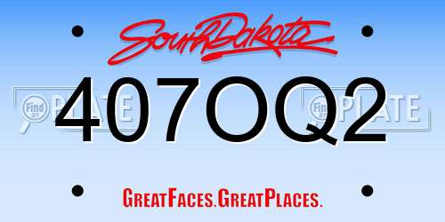 407OQ2 South Dakota License Plate