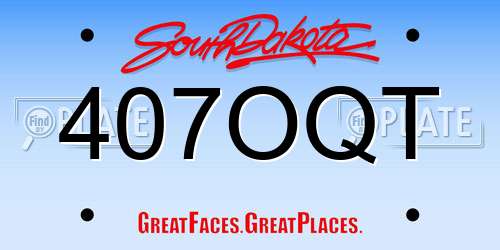 407OQT South Dakota License Plate