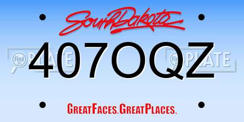 407OQZ South Dakota License Plate