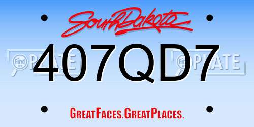 407QD7 South Dakota License Plate