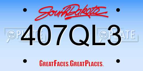 407QL3 South Dakota License Plate