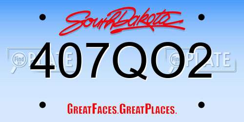 407QO2 South Dakota License Plate