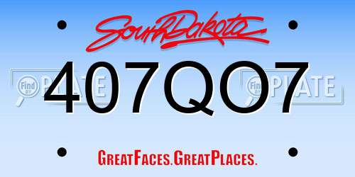 407QO7 South Dakota License Plate