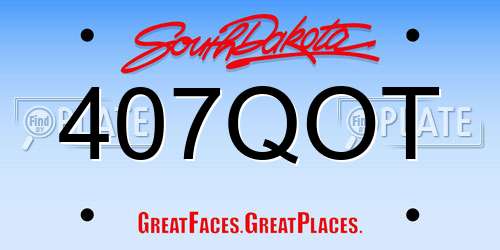 407QOT South Dakota License Plate