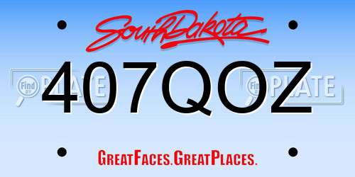 407QOZ South Dakota License Plate