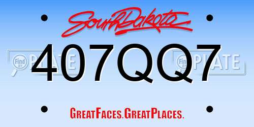 407QQ7 South Dakota License Plate