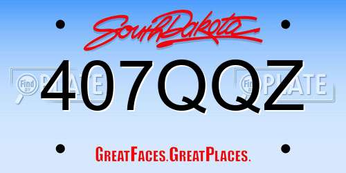 407QQZ South Dakota License Plate