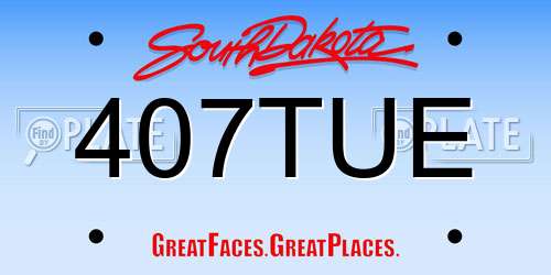 407TUE South Dakota License Plate