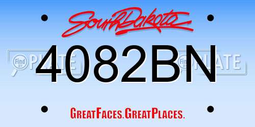 4082BN South Dakota License Plate
