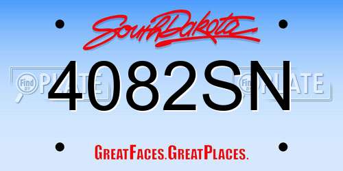 4082SN South Dakota License Plate