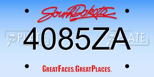 4085ZA South Dakota License Plate