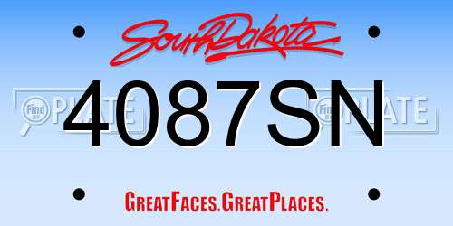 4087SN South Dakota License Plate