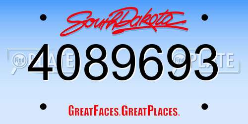 4089693 South Dakota License Plate