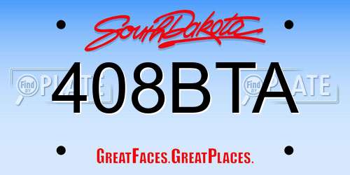 408BTA South Dakota License Plate