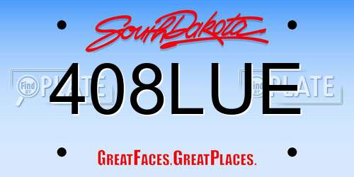 408LUE South Dakota License Plate