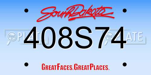 408S74 South Dakota License Plate
