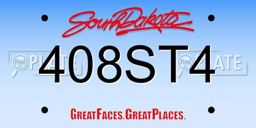 408ST4 South Dakota License Plate